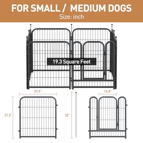 Dog Playpen 8/16 Panels 32" Height Heavy Duty Dog Fence Puppy Pen for Large Medium Small Dogs Indoor Outdoor Foldable Pet Exercise Pen - size: 32"High, style: 08 Panels