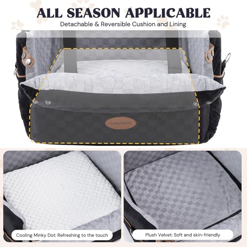 WOOCHPET Dog Car Seat for Small Pets Sturdy Puppy Booster Bed with Elevated Window View Washable Travel Carrier up to 35 Lbs - size: Medium