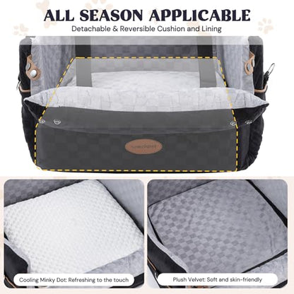 WOOCHPET Dog Car Seat for Small Pets Sturdy Puppy Booster Bed with Elevated Window View Washable Travel Carrier up to 35 Lbs - size: Medium