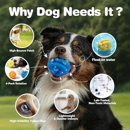 FOFOS Dog Balls for Aggressive Chewers, Durable Bouncy ETPU Dog Toys, Lightweight Floating Interactive Fetch Balls for Large Medium Small Dogs, Ideal for Outdoor Training