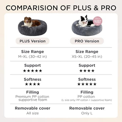 Bedsure SupportMax™ Calming Dog Bed Medium Size Dog - 30in Donut Round Washable Medium Pet Bed,Anti-Slip＆Removable Cover,420GSM Anti-Anxiety Fluffy Plush Faux Fur,Fits up to 45 lbs Pets - color: Camel, size: M(30x30x7)