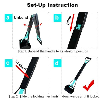 ienjoyed 2-Pack Pooper Scooper for Large Small Dogs Heavy Duty, 32" Long Handle Poop Scoop for Yard, Grass, Gravel, Dog Poop Grabber with High Strength Material - size: 32-inch(2-Piece)