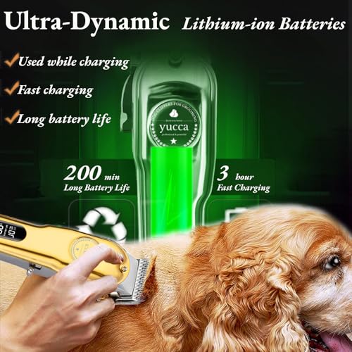 yucca Dog Grooming Clippers for Thick Heavy Coats, Cordless Animal Clippers Professional, Rechargeable Low Noise Clippers, Thick Fur Clippers with Metal Blade for Pets Dogs Cats - size: DGC-1