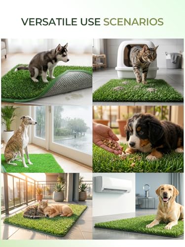 1.2'' Thick Woven Fake Grass Mat for Dog, Glue-Free Artificial Turf Potty Training Pad with Fast Drainage, Machine Washable Pet Pee Pad, Indoor Outdoor Non-Toxic Rug (Large) - size: 23.5'' x 35.5''（Large）
