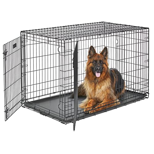 MidWest Homes for Pets 48-Inch LifeStages Crate for Extra-Large Breeds, 90-110 lbs, Double Door Folding Dog Crate with Divider Panel, Leak-Proof Tray & Secure Latch, Heavy-Duty & Easy to Assemble - size: 48.0"L x 30.0"W x 33.0"H