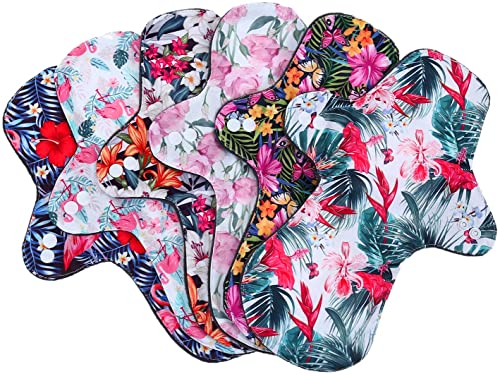 7pcs Pack Reusable Washable Cloth Incontinence Pads Including 6pcs Heavy Flow Bamboo Charcoal Reusable Menstrual Pads Cloth Mama Sanitary Pad + 1pc Mini Wet Bag - color: 7 Pieces Set A3, size: Heavy Flow Bamboo Charcoal