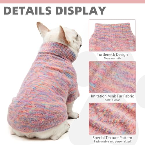 KOOLTAIL Small Dog Sweater, Fuzzy Thick Super Soft Warm Dog Winter Sweater Turtleneck Pullover for Cold Weather, Classic Cable Knitwear, Fleece Pet Fall Clothes Coats Puppy Cats Girls Female Pink S - color: Pink, size: Small