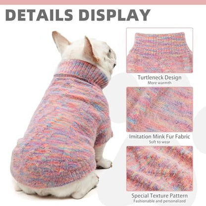 KOOLTAIL Small Dog Sweater, Fuzzy Thick Super Soft Warm Dog Winter Sweater Turtleneck Pullover for Cold Weather, Classic Cable Knitwear, Fleece Pet Fall Clothes Coats Puppy Cats Girls Female Pink S - color: Pink, size: Small