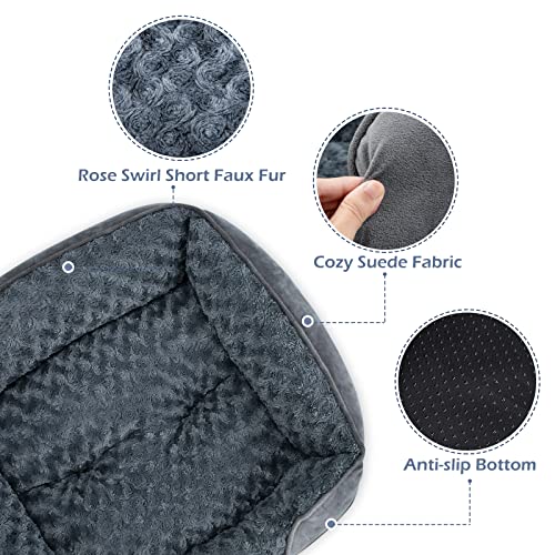 INVENHO Dog Bed Medium Size Dog, Orthopedic Warming Soft Calming Sleeping Puppy Bed Durable Pet Bed with Anti-Slip Bottom - color: Grey, size: M(25"x 21"x 8")