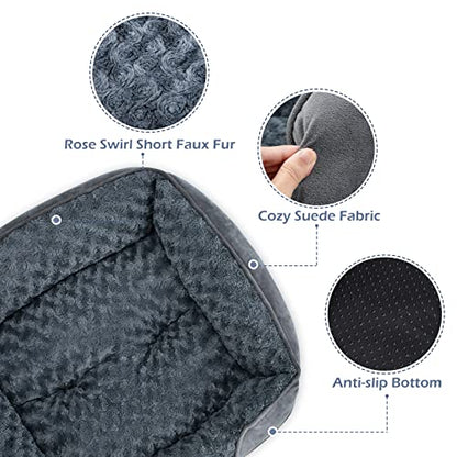 INVENHO Dog Bed Medium Size Dog, Orthopedic Warming Soft Calming Sleeping Puppy Bed Durable Pet Bed with Anti-Slip Bottom - color: Grey, size: M(25"x 21"x 8")