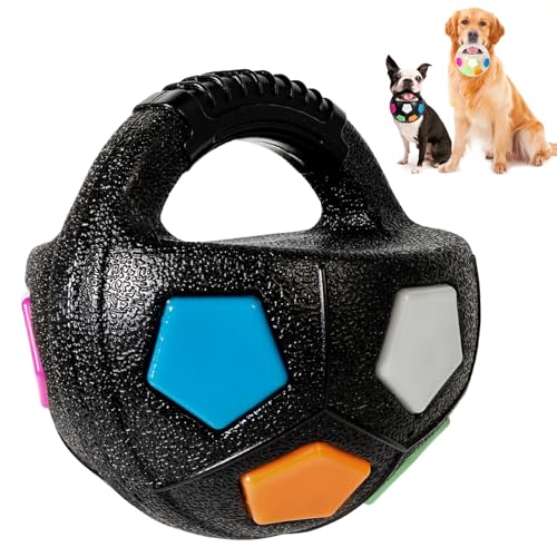 Dog Toy Ball with Handle, Toss and Fetch Play, Interactive Ball for Dogs Playing, Squeaky Floating (Black) - color: Black without ball inside (1-pack)