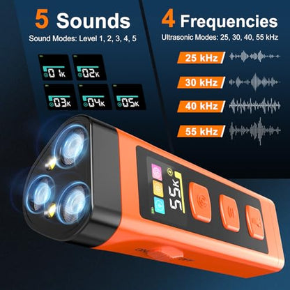 Dog Bark Deterrent Device, Color Display 2000 mAh Rechargeable Ultrasonic Anti-Barking Trainer with 4 Frequency Settings 25/30/40/55 kHz, 65ft Long-Range, Safe & Effective Alternative to Bark Collars - color: 1 Pack Orange