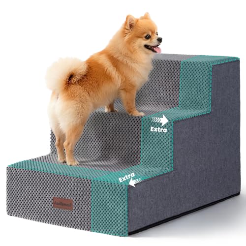 Aodisman Dog Stairs for Small Dogs, 3-Step Wider Pet Stairs for Couch and Beds, Non-Slip Dog Steps for Old Cats, Puppy, Small Medium Dogs,15.7" H,Grey - color: Grey, size: 15.7" x 21.8" x 15.7"