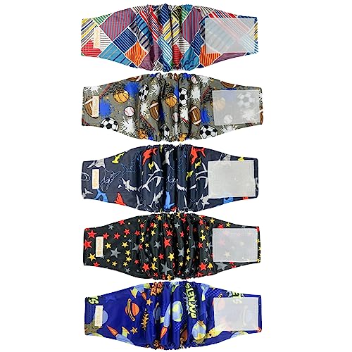 Reusable Dog Diapers Male High Absorbing Belly Band for Dogs Washable Male Dog Diapers with Cute Patterns 5packs (S, 9” - 11” Waist) - size: Small (9" to 11")