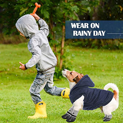 Winter Dog Coat Warm and Cat Boots Shoes Socks Waterproof Puppy Jacket Small Dog Booties Paw Protectors Stylish Hooded Coat for Puppy(Navy Blue,M) - size: M