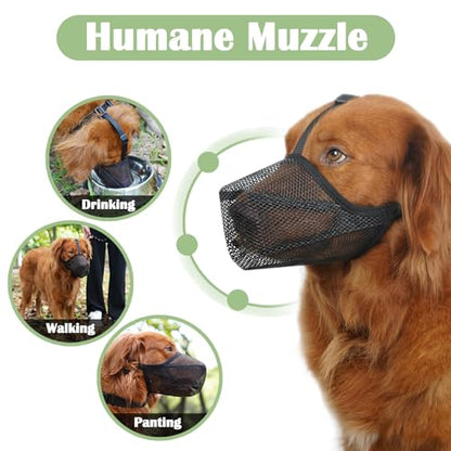 Mayerzon Dog Muzzle, Soft Mesh Muzzle for Small Medium Large Dogs Anti Bite Scavenging, Breathable Adjustable Mouth Guard for German Shepherd Labrador Golden Retriever in Grooming Walking Vet Visits - size: L [Snout Cir: 11"-12.25"]