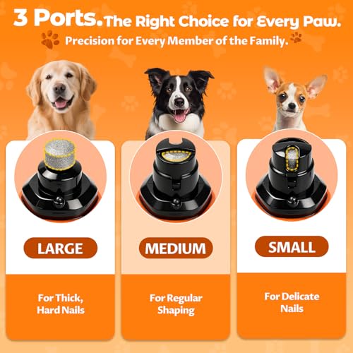 Upgraded Ultra Quiet Dog Nail Grinder with LED Light & Safety Guard - Rechargeable Adjustable Speed Pet Nail Trimmer for Painless Grooming of Dogs & Cats