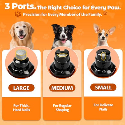 Upgraded Ultra Quiet Dog Nail Grinder with LED Light & Safety Guard - Rechargeable Adjustable Speed Pet Nail Trimmer for Painless Grooming of Dogs & Cats
