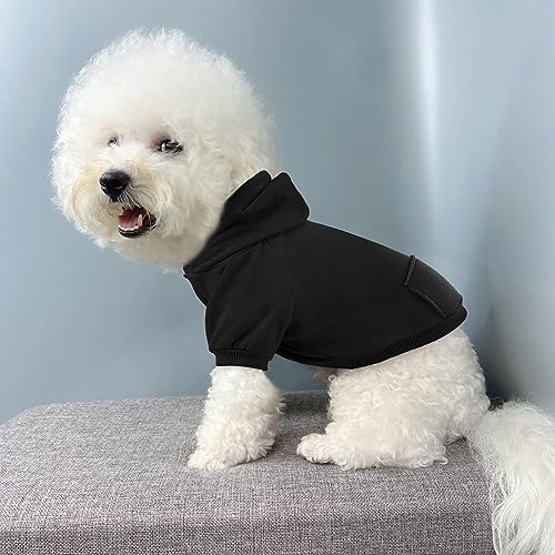 Idepet Pet Dog Hoodies Dog Clothes for Small Dogs Vest Chihuahua Clothes Warm Coat Jacket Autumn Puppy Outfits Cats Dogs Clothing(M,Black) - color: Black, size: Medium