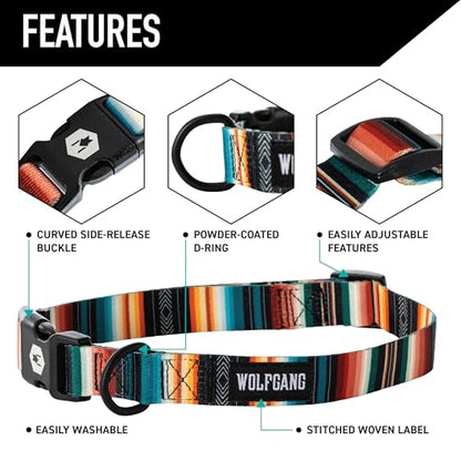 Wolfgang Heavy Duty, Adjustable Dog Collar with Quick Release Nylon Buckle for Walking & Training, LostArt Print, Small - color: LostArt Print, size: Small (5/8 Inch x 8-12 Inch)