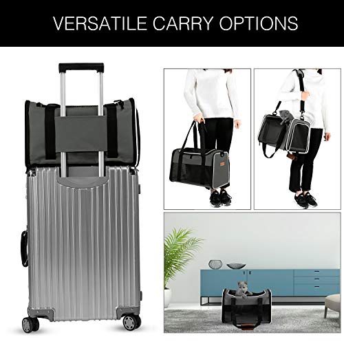 Cat Carrier - Portable Foldable Dog Pet Carrier, Soft-Sided Pet Bag up to 15 Lbs, Airline Approved Travel Puppy Carrier - color: Brown, size: 17.5"L x 11.0"W x 11.0"H