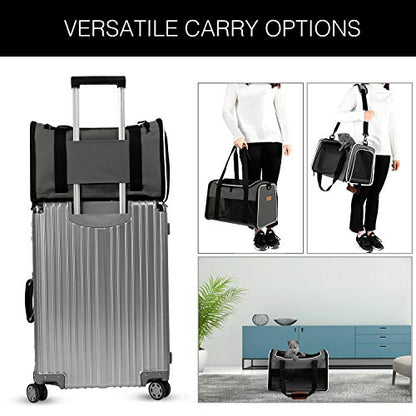 Cat Carrier - Portable Foldable Dog Pet Carrier, Soft-Sided Pet Bag up to 22 Lbs, Airline Approved Travel Puppy Carrier - color: Brown, size: 19.7"L x 12"W x 12"H