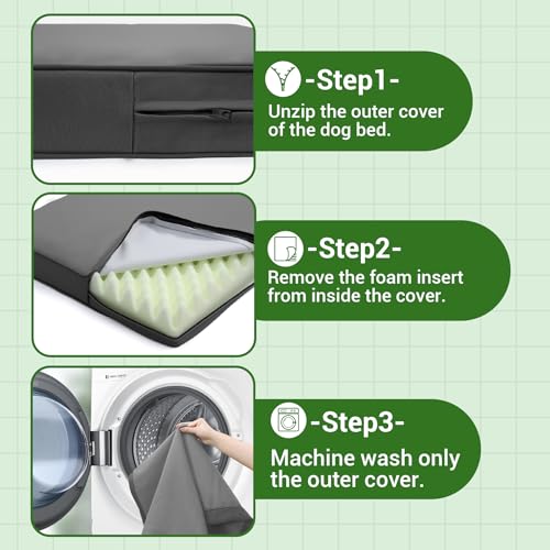 Vonabem Outdoor Waterproof Dog Bed Washable, Extra Large XL Pet beds 44 inch,Wipeable Leather Anti-Slip Kennel Pads with Removable Cover Reversible, 44"x32" Grey - color: Grey, size: XL(44*32*4)
