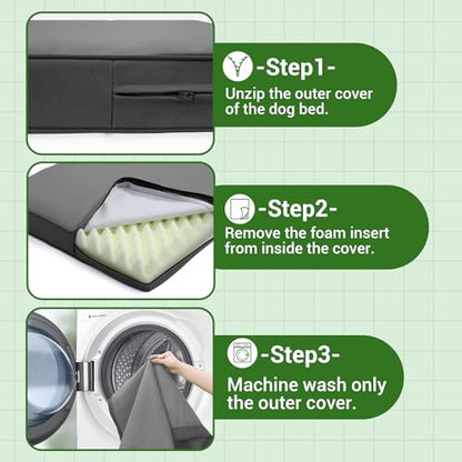 Vonabem Outdoor Waterproof Dog Bed Washable, Extra Large XL Pet beds 44 inch,Wipeable Leather Anti-Slip Kennel Pads with Removable Cover Reversible, 44"x32" Grey - color: Grey, size: XL(44*32*4)
