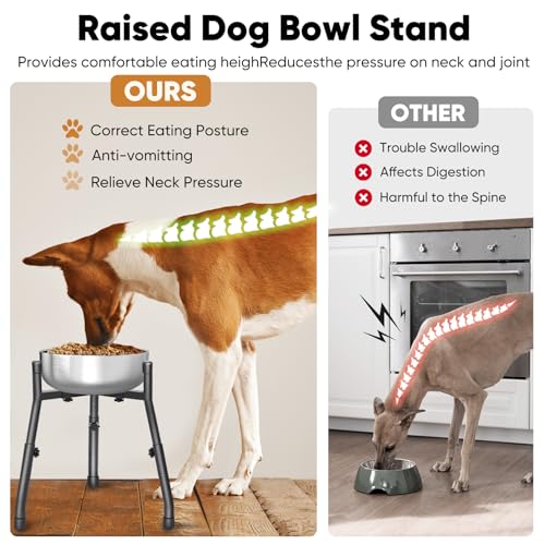Elevated Dog Bowls, Adjustable Metal Raised Dog Bowl Stand For Medium & Large Dogs, Raised Dog Bowl,Dog Bowl Stand,Dog Food Bowl Stand,Adjustable Wide 6.3"-10.2",3 Height Adjustment(Bowl Not Included) (W 6.3"-10.2", H 8.8'',10.8",12.5", 1 PACK)