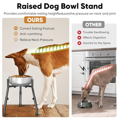 Elevated Dog Bowls, Adjustable Metal Raised Dog Bowl Stand For Medium & Large Dogs, Raised Dog Bowl,Dog Bowl Stand,Dog Food Bowl Stand,Adjustable Wide 6.3"-10.2",3 Height Adjustment(Bowl Not Included) (W 6.3"-10.2", H 8.8'',10.8",12.5", 1 PACK)