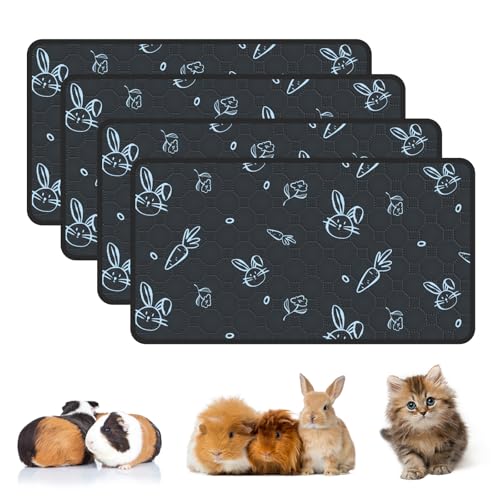 4-Pack Guinea Pig Cage Liner Washable, 16in x 30in Ultra-Absorbent Guinea Pig Bedding for Cage Non-Slip Leak-Proof Pee Pads for Dogs Rabbit Bunny Cat Litter Mat, Navy - color: Navy, size: 16" x 30", 4pcs