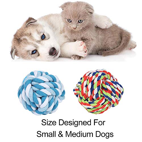 Dog Rope Ball 2Pack - Medium Breeds Knot Ball Rope Toys for Puppies to Medium Dogs, Teething Chewing, Tug and Boredom Relief