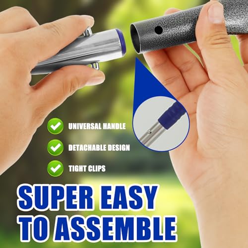 Pooper Scooper Metal Scooper Tray and Rake Set with 3 Stainless Steel Long Handle Removable Dog Pooper Scooper Multifunctional Poop Scoop Set for Pet Waste Removal on Grass and Gravel