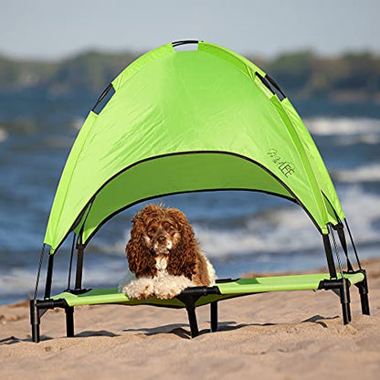 Midlee Green Dog Cot with Canopy (24" x 30") - size: 24" x 30"