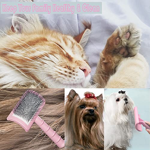 Large Slicker Brush for Long Haired Dogs & Cats, Extra Long Pin Shedding Brush for Thick Undercoat, Curly Hair, 25mm(1"), Pink - color: Pink