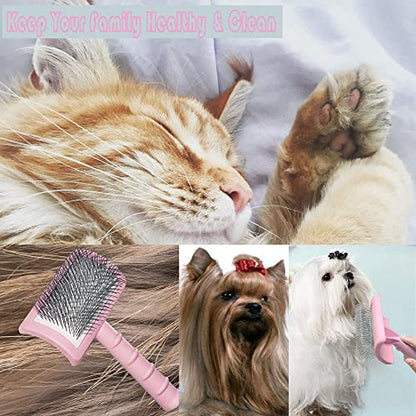 Large Slicker Brush for Long Haired Dogs & Cats, Extra Long Pin Shedding Brush for Thick Undercoat, Curly Hair, 25mm(1"), Pink - color: Pink