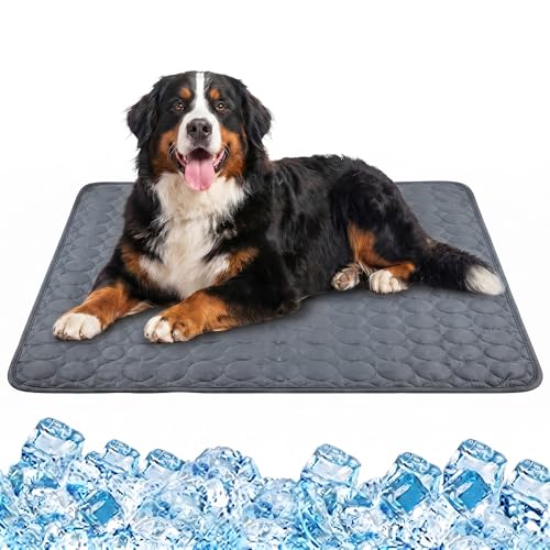 Dog Cooling Mat, 2026 Upgraded Pet Ice Silk Mat, Pet Cooling Mat Ice Silk Coolings Mats for Dogs & Cats, with Non-Slip & Foldable Summer Reusable Pets Cool Mats (Drak Gray, S-20×16") - color: Drak Gray, size: S-20"×16"