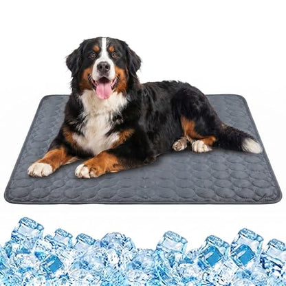 Dog Cooling Mat, 2026 Upgraded Pet Ice Silk Mat, Pet Cooling Mat Ice Silk Coolings Mats for Dogs & Cats, with Non-Slip & Foldable Summer Reusable Pets Cool Mats (Drak Gray, L-28×22") - color: Drak Gray, size: L-28"×22"