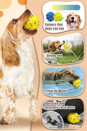 Moonorange 1.96'' Dog Balls for Dogs Aggressive Chewers Indestructible Tennis Durable Bouncy Interactive Dog Toy Balls for Fetch Game Floating Training(Yellow Small) - color: Yellow-Small