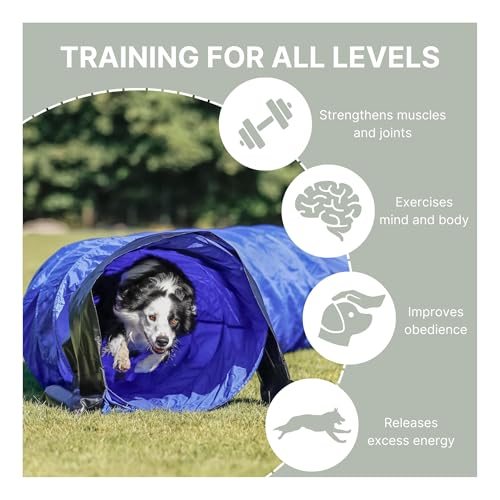 Trixie Dog Agility Tunnel - 196.9 in Long & 23.6 in Dia. | Agility Tunnel for Medium to Large Dogs, At Home Obstacle Training Equipment, Indoor and Outdoor Use - size: 196.75 x 23.5 x 23.5 in.