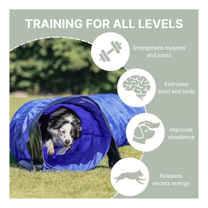 Trixie Dog Agility Tunnel - 196.9 in Long & 23.6 in Dia. | Agility Tunnel for Medium to Large Dogs, At Home Obstacle Training Equipment, Indoor and Outdoor Use - size: 196.75 x 23.5 x 23.5 in.