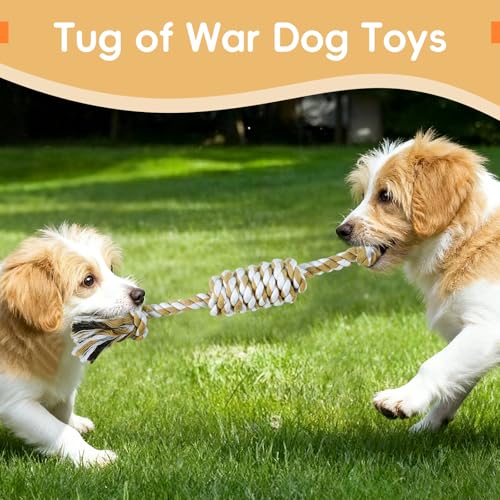 wodoca [4 Pack] Dog Rope Toys, Puppy Teething Duty Cotton Knot Chew Rope for Small Medium Dogs, Interactive Tug of War Dog Toys for Boredom, Teeth Cleaning - color: Natural White