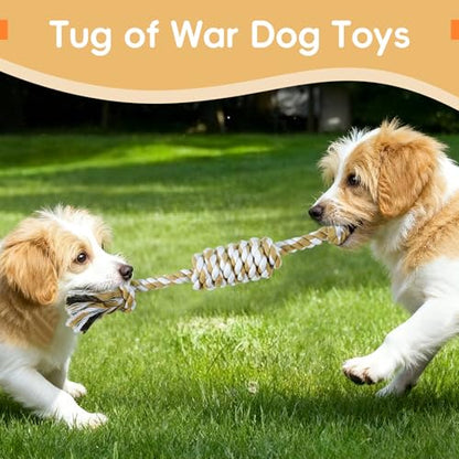 wodoca [4 Pack] Dog Rope Toys, Puppy Teething Duty Cotton Knot Chew Rope for Small Medium Dogs, Interactive Tug of War Dog Toys for Boredom, Teeth Cleaning - color: Natural White