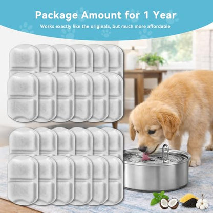 24+24+24 Pack Replacement Filters for oneisall 7L/230oz/1.8G Dog Fountains, 24 Filters + 24 Round Sponges + 24 Square Sponges Replacement Kit, 1-Year Supply