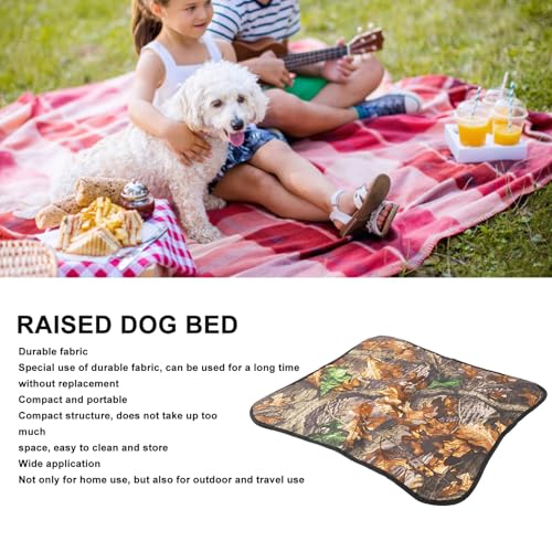 Outdoor Dog Bed with Waterproof Layer, Outside Pet Bed with Foldable Frame, Elevated Detachable Washable Pad for Pet Camping Travel Home Daily Use