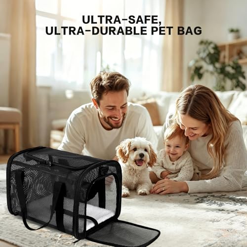 Cat Carrier, Soft-Sided Pet Carrier Bag, Breathable Mesh, Black (Black, 20 * 13 * 13) - color: black, size: 20*13*13
