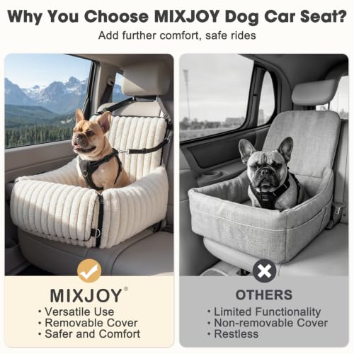 MIXJOY 6-in-1 Dog Car Seat for Small/Medium Dogs up to 25 lbs, Multi-Functional Dog Carrier for Car with Detachable Washable Cover, Pet Travel Bed with Clip-On Safety Leash, Beige - color: Beige