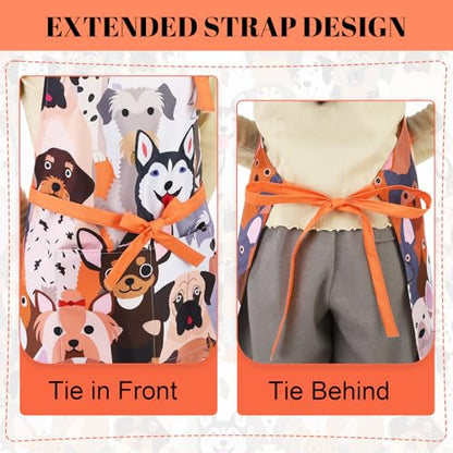 Dog Grooming Waterproof Apron with 2 Pockets, Cute Animals Puppy Dog Pets Apron - style: Dog Family Photo