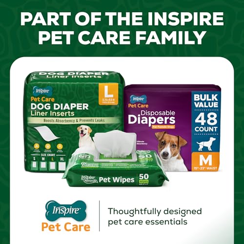 Inspire Pet Dog Diaper Liners Booster Pads for Male and Female Dogs | for Male Dog Diapers Female Dog Diapers 100ct | Disposable Diaper Inserts (Large)