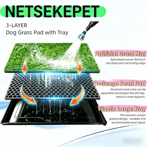 Dog Grass Pad with Tray, 30''X20'' Large Artificial Turf Potty, Reusable Puppy Pee Pads for Dogs, Portable Dog Litter Box for Indoor/Outdoor Potty Training Toilet